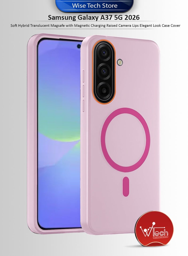 دبليو تيك غطاء هاتف سامسونج جالاكسي A37 5G 2026 هجين شفاف ماجسيف مع شحن مغناطيسي وارتفاع حول الكاميرا لمظهر أنيق (MCMPMN) - وردي فاتح - Image 1